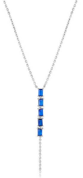 Silver necklace with blue zircons SVLN0710S75M145