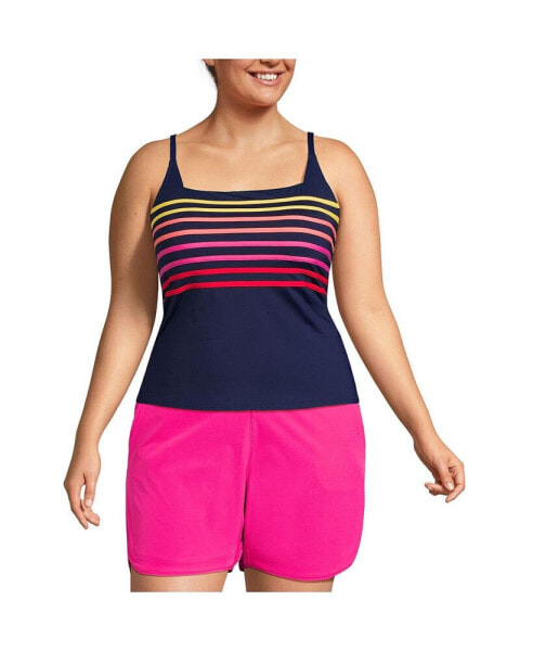 Plus Size Chlorine Resistant Square Neck Tankini Swimsuit Top