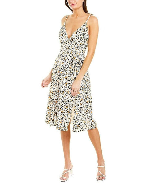 WAYF 252444 Women's Rosie Slit Front Wrap Dress Leopard print Size Small