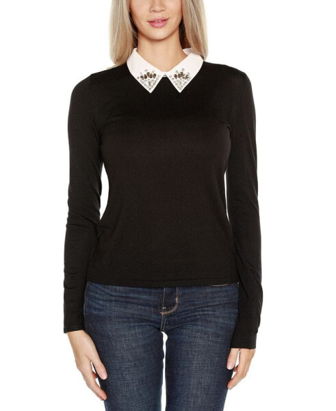 Women's Embellished Point-Collar Sweater