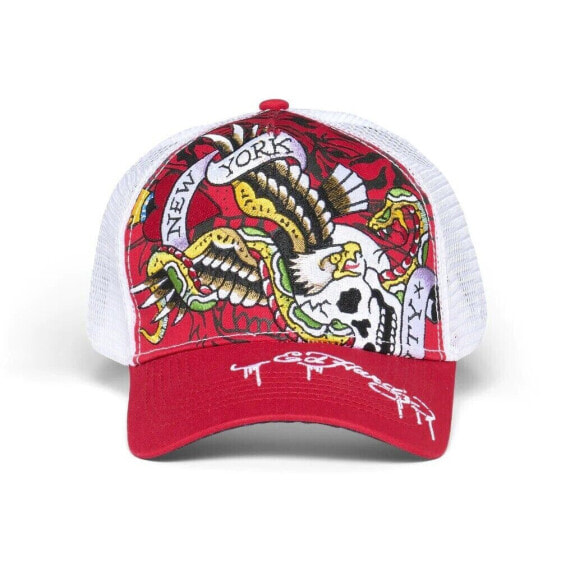 Ed Hardy Printed NYC Eagle Hat Cherry/White - EHH0001-8