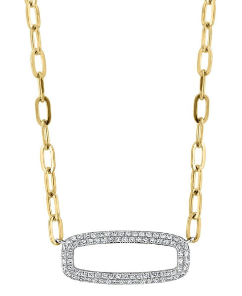 EFFY® Diamond Pavé Open Link 18" Pendant Necklace (1/2 ct. t.w.) in 14k White and Yellow Gold