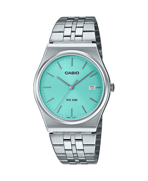 Casio Men's Analog Silver-Tone Stainless Steel Watch, 35mm, MTPB145D21VT