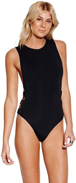 Seafolly 266272 Women's Ring Side High Neck One Piece Swimsuit Size 8