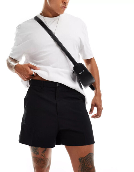 Weekday Alessandro tailored shorts in black