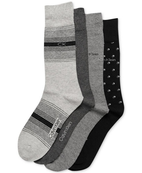 Men's Crew Length Dress Socks, Assorted Patterns, Pack of 4