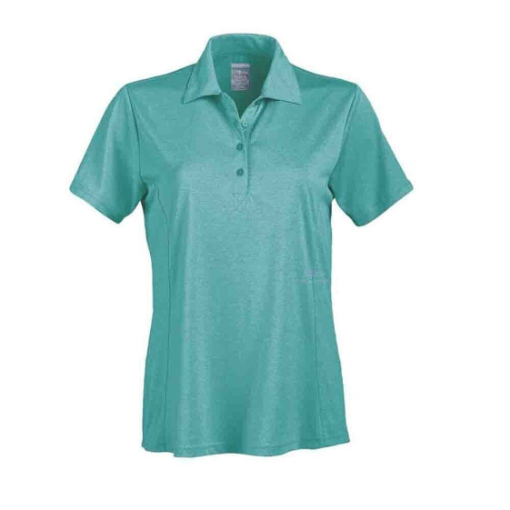 Page & Tuttle Solid Heather Short Sleeve Polo Shirt Womens Blue Casual P2013-WAV