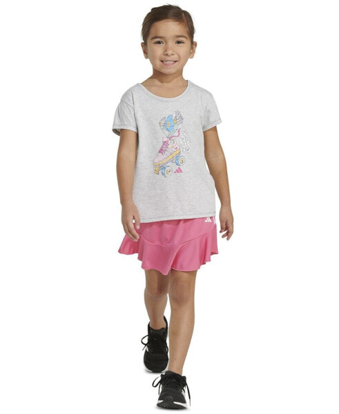 Комплект одежды Adidas для девочек "Двухцветная футболка с графическим принтом и скорт"