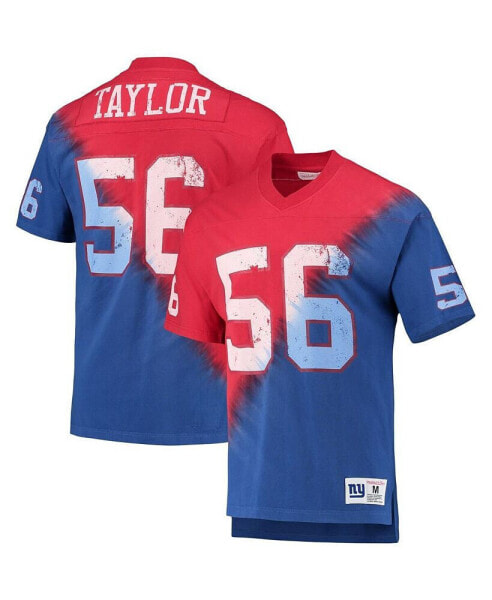 Men's Lawrence Taylor Red, Royal New York Giants Retired Player Name and Number Diagonal Tie-Dye V-Neck T-shirt