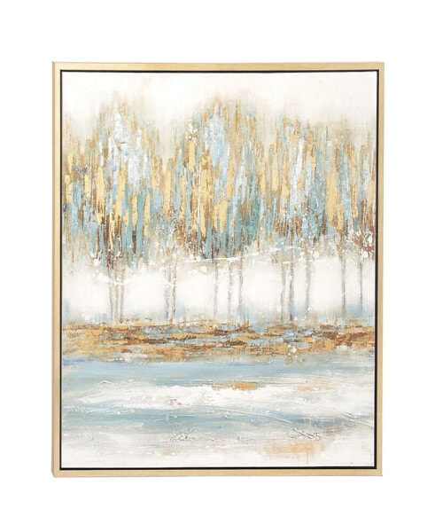 Canvas Tree Framed Wall Art with Gold-Tone Frame, 39" x 1" x 39"