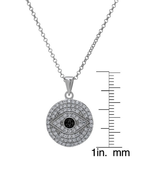 Clear and Black Cubic Zirconia Evil Eye Pendant Necklace