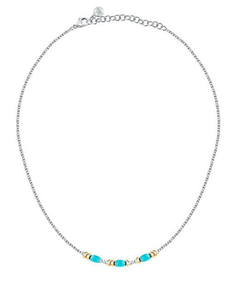 Steel bicolor necklace with beads Colori SAXQ05
