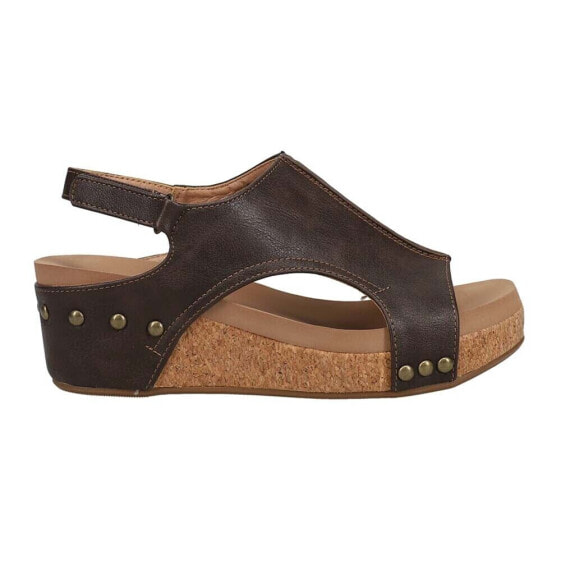 Corkys Volta Ii Studded Wedge Womens Brown Casual Sandals 41-0334-CHSM