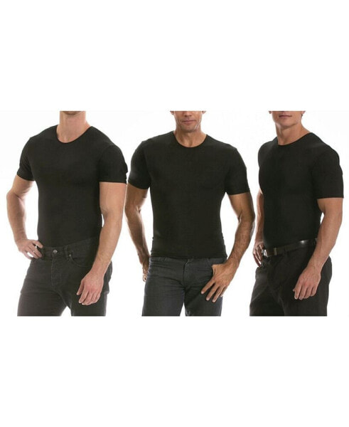 Insta Slim Men's 3 Pack Compression Short Sleeve Crew-Neck T-Shirts