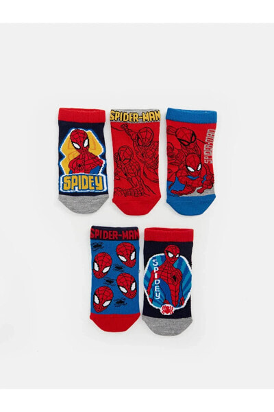Spiderman Desenli Erkek Çocuk Patik Çorap 5'li