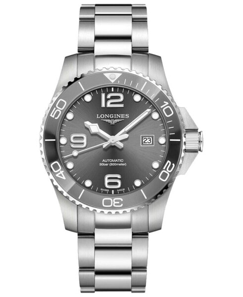 Men's Swiss Automatic HydroConquest Stainless Steel and Ceramic Bracelet Watch 43mm