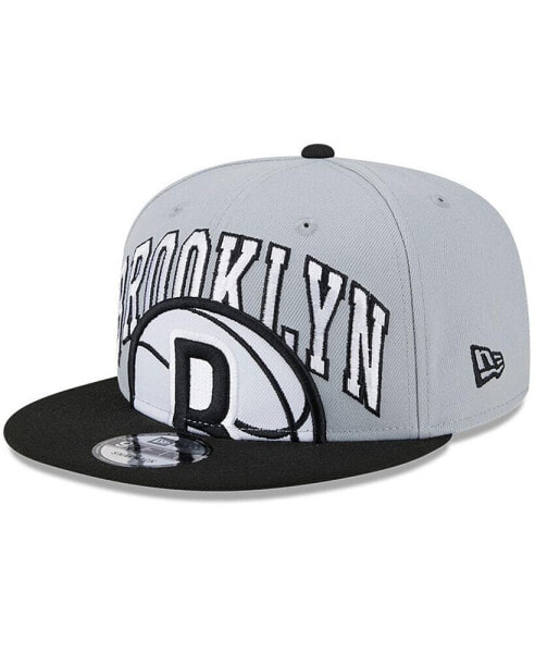 Бейсболка New Era мужская серая, черная "Brooklyn Nets Tip-Off Two-Tone 9FIFTY Snapback"
