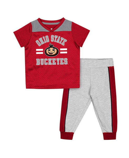 Комплект костюм для малышей Colosseum Scarlet, Heather Gray Ohio State Buckeyes "Ka-Boot-It"
