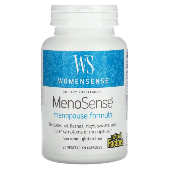 Natural Factors, WomenSense, MenoSense, формула для приема в период менопаузы, 90 вегетарианских капсул