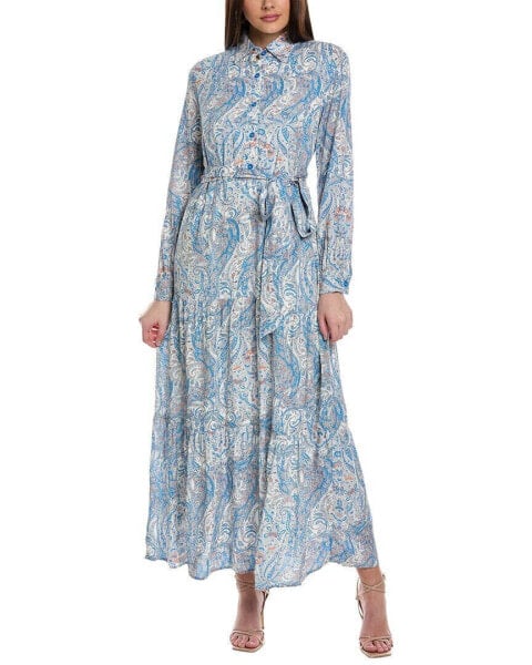 Yal New York Tiered Shirtdress Women's Blue M