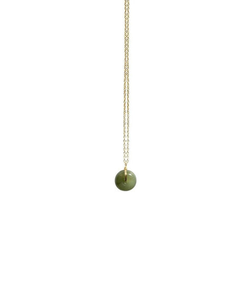 Coin — Green jade hollow necklace