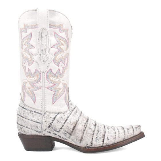 Dingo Gator Embroidered Alligator Print Snip Toe Cowboy Mens White Casual Boots