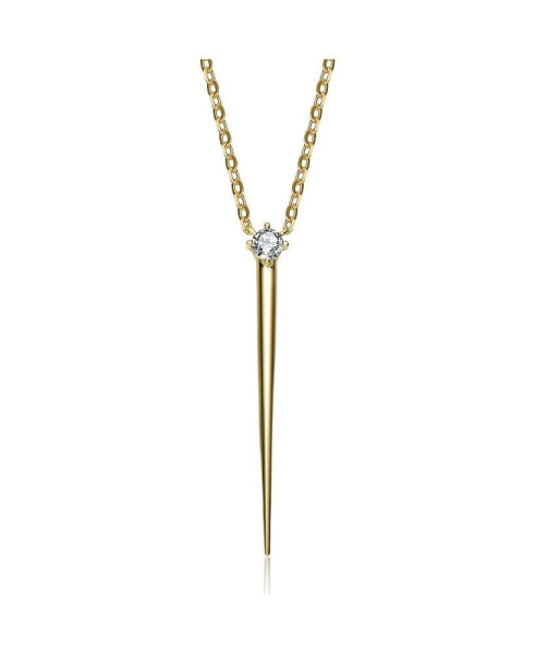 Sterling Silver 14k Gold Plated 0.10ct Lab Created Moissanite Gothic Spike Pendant Layering Necklace