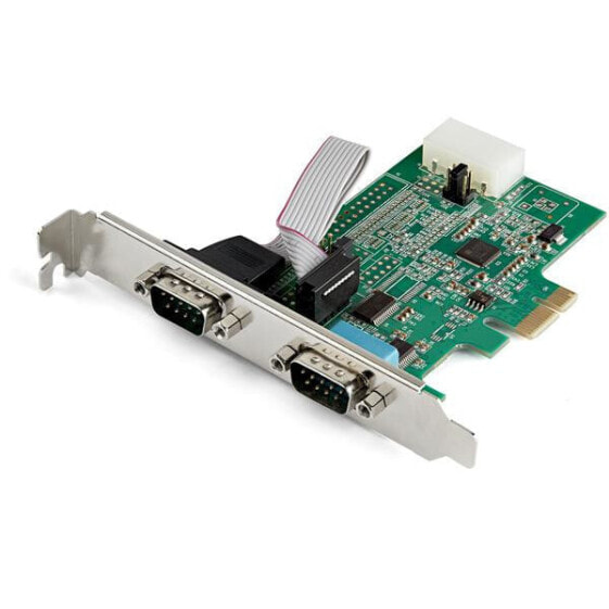 StarTech.com 2-port PCI Express RS232 Serial Adapter Card - PCIe RS232 Serial Host Controller Card - PCIe to Dual Serial DB9 Card - 16950 UART - Expansion Card - Windows & Linux - PCIe - Serial - PCIe 1.1 - RS-232 - Green - 222366 h