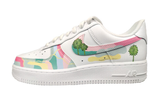 【定制球鞋】 Nike Air Force 1 Low 07 空军一号 夏威夷迷彩 低帮 板鞋 男款 白绿粉黄 / Кроссовки Nike Air Force CW2288-111