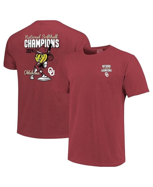 Men's and Women's Crimson Oklahoma Sooners 2024 NCAA Softball Women’s College World Series Champions Swing Comfort Colors T-Shirt