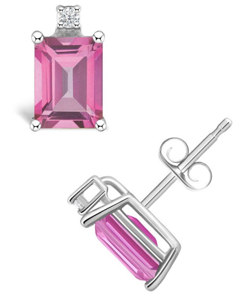Pink Topaz (1-3/8 ct. t.w.) and Diamond Accent Stud Earrings in 14K Yellow Gold or 14K White Gold