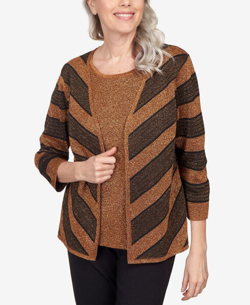 Petite Classics Chevron Stripe Two for One Sweater