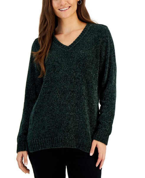 Women's V-Neck Chenille Sweater, Created for Macy's