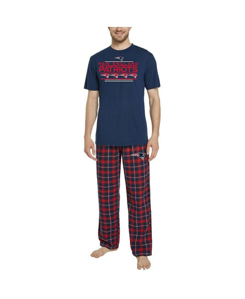 Men's Navy, Red New England Patriots Arctic T-shirt and Flannel Pants Sleep Set
