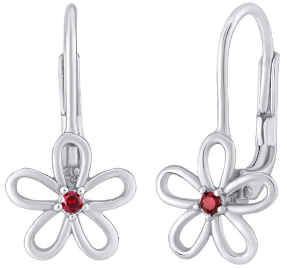 Серьги Silvego Flower with Red Zircon