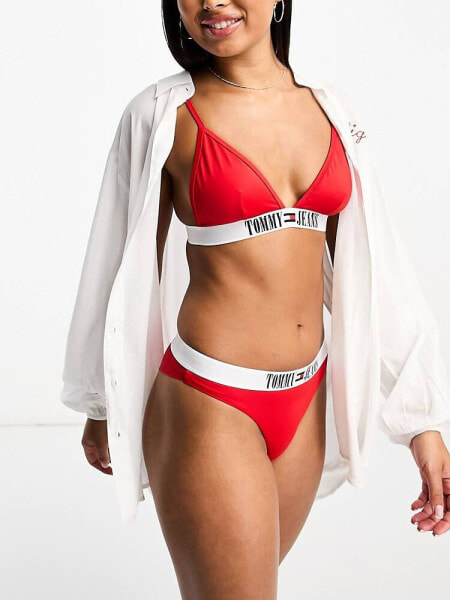 Tommy Jeans archive triangle bikini top in red