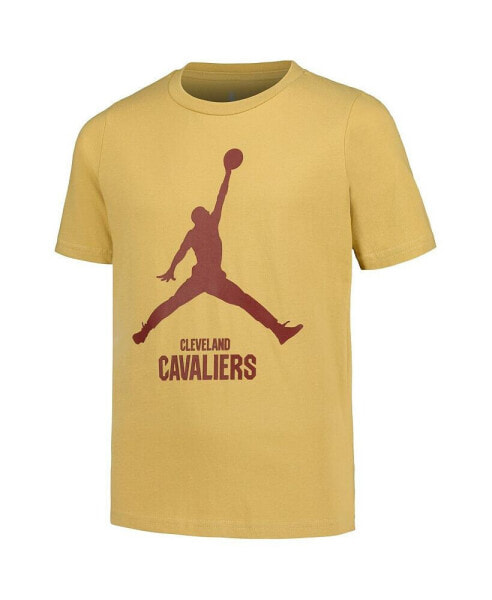 Jordan Big Boys and Girls Gold Cleveland Cavaliers Essential Jumpman Logo T-Shirt