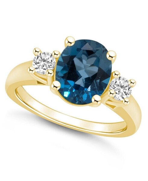 London Blue Topaz and Diamond Ring (3-5/8 ct.t.w and 1/3 ct.t.w) 14K Yellow Gold