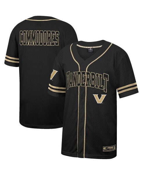 Men's Black Vanderbilt Commodores Free Spirited Mesh Button-Up Baseball Jersey