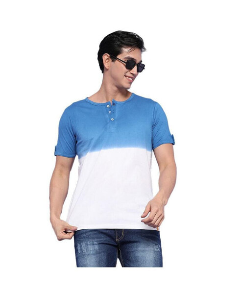 Men's Blue & White Ombre Henley T-Shirt