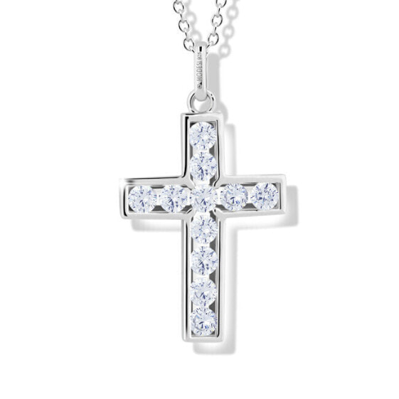 Timeless necklace with cubic zirconia Cross M00741 (chain, pendant)