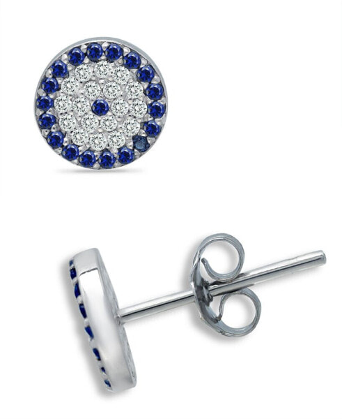 Cubic Zirconia Evil Eye Stud Earrings in Sterling Silver, Created for Macy's