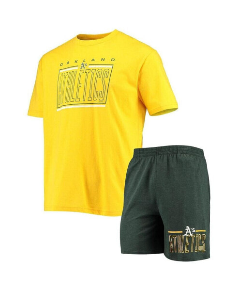 Men's Green, Gold Oakland Athletics Meter T-shirt and Shorts Sleep Set