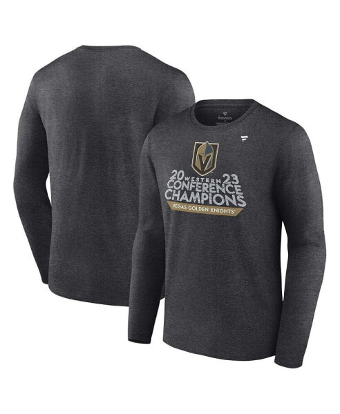 Men's Heather Charcoal Vegas Golden Knights 2023 Western Conference Champions Locker Room Long Sleeve T-shirt
