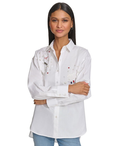 Women's K-Pin Oversize Cotton Button-Down Shirt