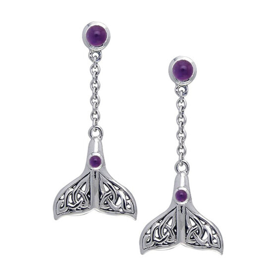 DIVE SILVER Celtic Whale Tail Long Post Earring