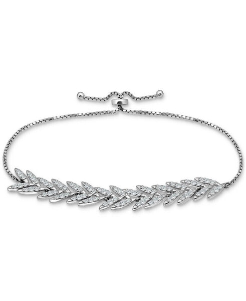 Cubic Zirconia Feathered Bolo Bracelet in Sterling Silver, Created for Macy's