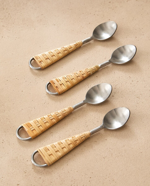 Pack of rattan dessert spoons (pack of 4)