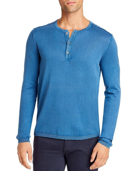 John Varvatos 257848 Mens Long-Sleeve Henley T-Shirt Blue Size Small