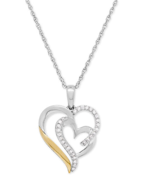 Diamond Heart Pendant Necklace (1/5 ct. t.w.) in Sterling Silver and 14k Gold